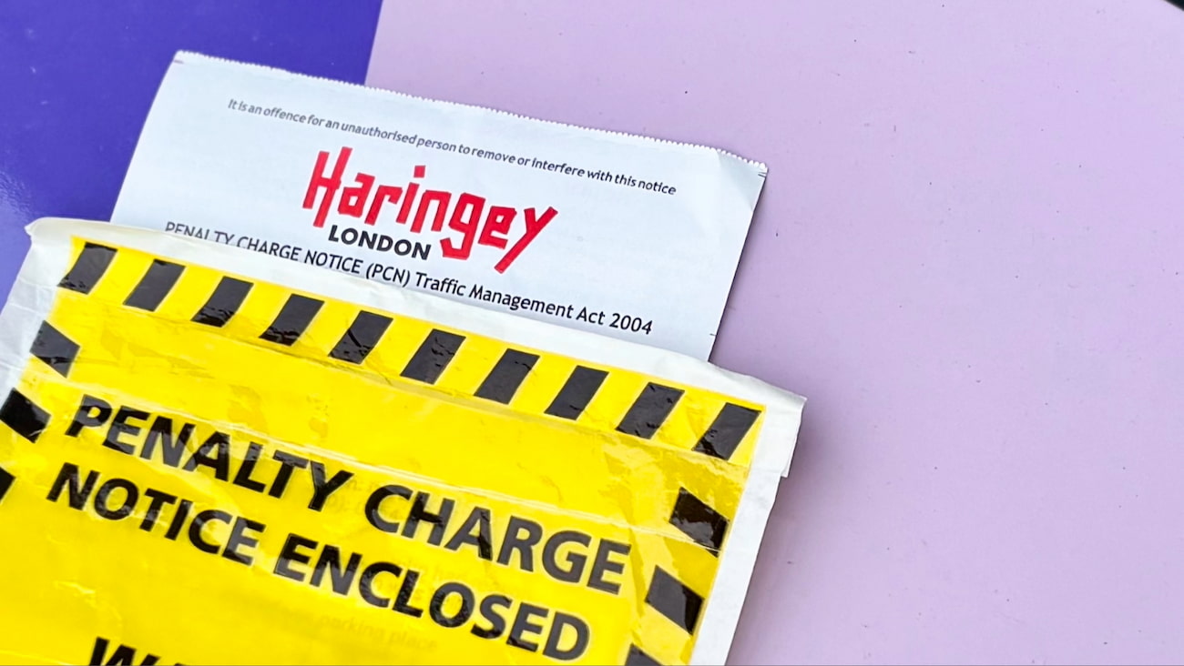 Parking ticket issued on a street in Haringey, London